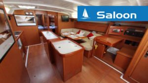 Saloon of Cyclades 50.5 charter yacht